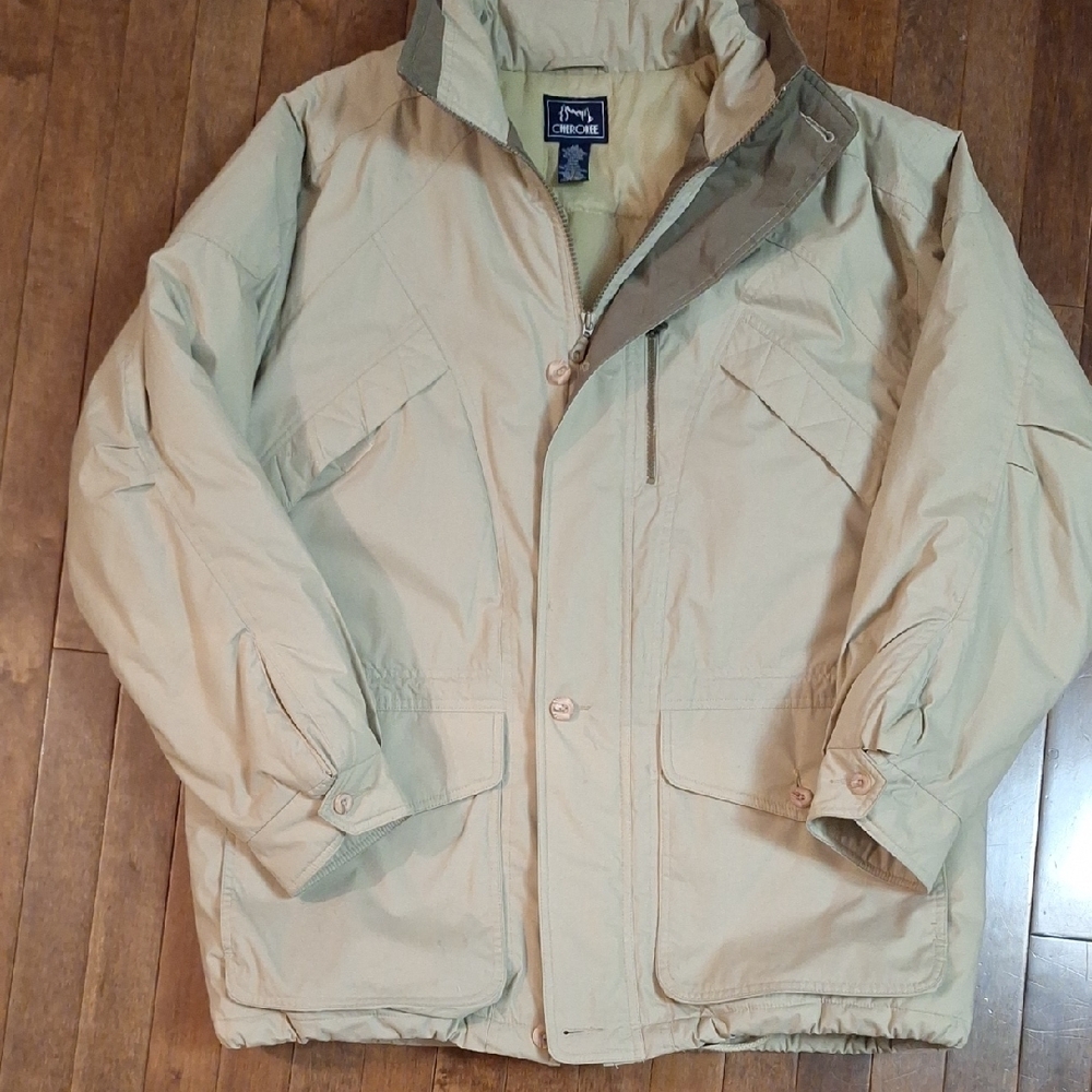 Vintage Cherokee Full Zip Up Puffer Jacket Coat with Stand-Up Collar Size Large